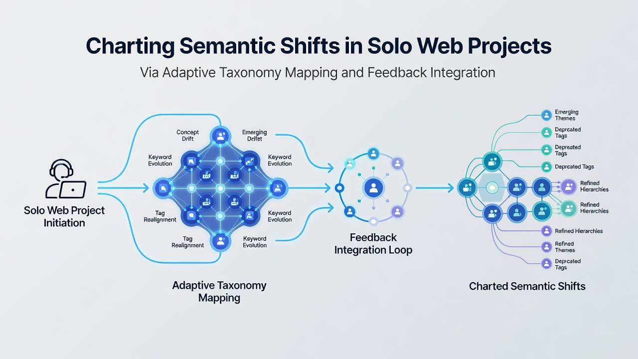Flowchart of feedback integration loop connecting user analytics to taxonomy updates in a solo web environment